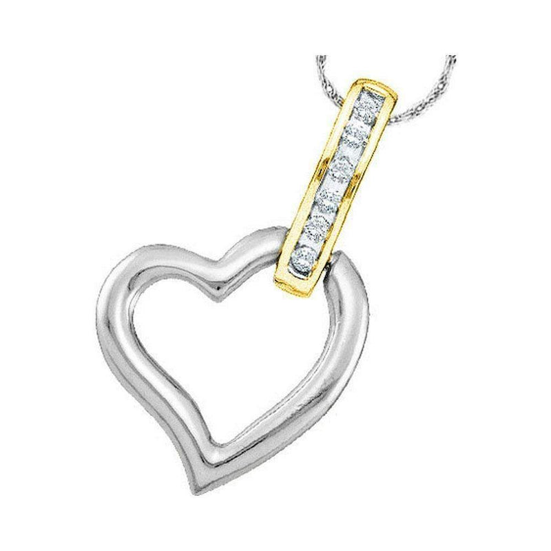 10kt White Two-tone Gold Women's Round Diamond Heart Love Pendant 1-12 Cttw - FREE Shipping (US/CAN)-Gold & Diamond Pendants & Necklaces-JadeMoghul Inc.