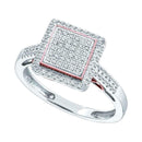 10kt White Two-tone Gold Women's Round Diamond Rose Square Cluster Ring 1/3 Cttw - FREE Shipping (US/CAN)-Rings And Bands-5-JadeMoghul Inc.