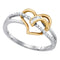 10kt White Two-tone Gold Women's Round Diamond Yellow Heart Ring 1/10 Cttw - FREE Shipping (US/CAN)-Rings And Bands-5-JadeMoghul Inc.