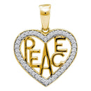 10kt White Two-tone Gold Women's Round Diamond Yellow Peace Heart Pendant 1-6 Cttw - FREE Shipping (US/CAN)-Gold & Diamond Pendants & Necklaces-JadeMoghul Inc.