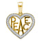 10kt White Two-tone Gold Women's Round Diamond Yellow Peace Heart Pendant 1-6 Cttw - FREE Shipping (US/CAN)-Gold & Diamond Pendants & Necklaces-JadeMoghul Inc.