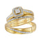 10kt Yellow Gold His & Hers Diamond Cluster Matching Bridal Wedding Ring Band Set 1/12 Cttw-Gold & Diamond Wedding Jewelry-JadeMoghul Inc.