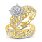 10kt Yellow Gold His & Hers Diamond Cluster Matching Nugget Bridal Wedding Ring Set 3/8 Cttw-Gold & Diamond Wedding Jewelry-JadeMoghul Inc.