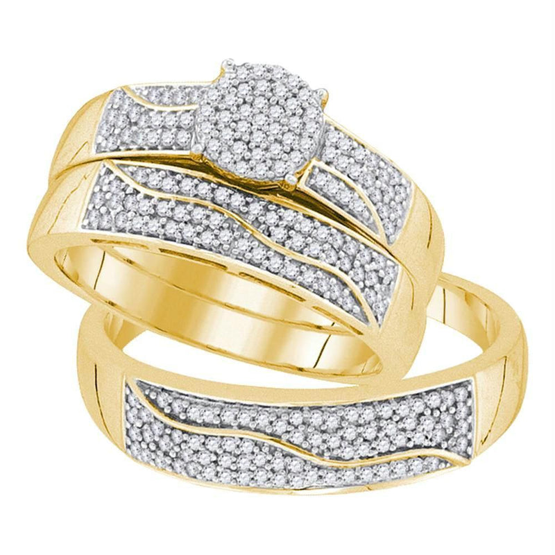 10kt Yellow Gold His & Hers Diamond Wedding Ring Band Set-Gold & Diamond Wedding Jewelry-6.5-JadeMoghul Inc.