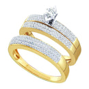 10kt Yellow Gold His & Hers Marquise Diamond Solitaire Matching Bridal Wedding Ring Band Set 1/2 Cttw - FREE Shipping (US/CAN)-Gold & Diamond Trio Sets-5-JadeMoghul Inc.