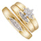 10kt Yellow Gold His & Hers Round Diamond Cluster Matching Bridal Wedding Ring Band Set 1/12 Cttw - FREE Shipping (US/CAN)-Gold & Diamond Trio Sets-5-JadeMoghul Inc.
