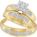 10kt Yellow Gold His & Hers Round Diamond Matching Bridal Wedding Ring Band Set 3/8 Cttw - FREE Shipping (US/CAN)-Gold & Diamond Trio Sets-5-JadeMoghul Inc.