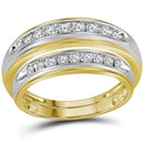10kt Yellow Gold His & Hers Round Diamond Matching Wedding Band Set 1/2 Cttw - FREE Shipping (US/CAN)-Gold & Diamond Trio Sets-5-JadeMoghul Inc.