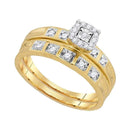 10kt Yellow Gold His & Hers Round Diamond Solitaire Matching Bridal Wedding Ring Band Set 1/4 Cttw - FREE Shipping (US/CAN)-Gold & Diamond Trio Sets-5-JadeMoghul Inc.