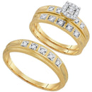 10kt Yellow Gold His & Hers Round Diamond Solitaire Matching Bridal Wedding Ring Band Set 1/4 Cttw - FREE Shipping (US/CAN)-Gold & Diamond Trio Sets-5-JadeMoghul Inc.