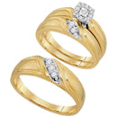 10kt Yellow Gold His & Hers Round Diamond Solitaire Matching Bridal Wedding Ring Band Set 1/4 Cttw - FREE Shipping (US/CAN)-Gold & Diamond Trio Sets-5-JadeMoghul Inc.