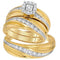 10kt Yellow Gold His & Hers Round Diamond Solitaire Matching Bridal Wedding Ring Band Set 3/8 Cttw - FREE Shipping (US/CAN)-Gold & Diamond Trio Sets-5-JadeMoghul Inc.