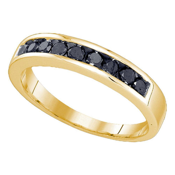 10kt Yellow Gold Mens Black Color Enhanced Diamond Wedding Band Ring 1/2 Cttw-Gold & Diamond Men Rings-JadeMoghul Inc.