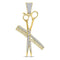10kt Yellow Gold Mens Diamond Barber Scissors Comb Clippers Charm Pendant 1/3 Cttw-Gold & Diamond Men Charms & Pendants-JadeMoghul Inc.