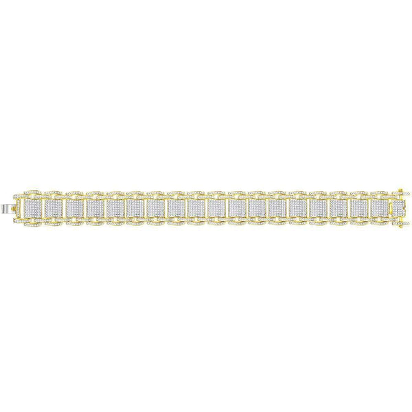 10kt Yellow Gold Mens Diamond Big Look Statement Link Bracelet 4-5/8 Cttw-Gold & Diamond Bracelets-JadeMoghul Inc.