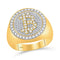 10kt Yellow Gold Mens Diamond Bitcoin Circle Cluster Ring 1.00 Cttw-Gold & Diamond Men Rings-JadeMoghul Inc.