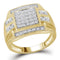 10kt Yellow Gold Mens Diamond Cluster Ring 1/3 Cttw-Gold & Diamond Men Rings-JadeMoghul Inc.
