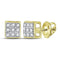 10kt Yellow Gold Mens Diamond Cluster Stud Earrings 1/20 Cttw-Gold & Diamond Men Earrings-JadeMoghul Inc.