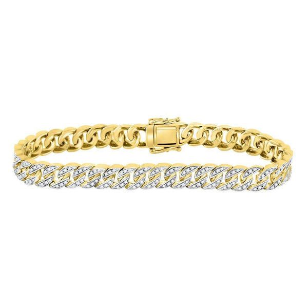 10kt Yellow Gold Mens Diamond Cuban Link Bracelet 1-1/2 Cttw-Gold & Diamond Bracelets-JadeMoghul Inc.