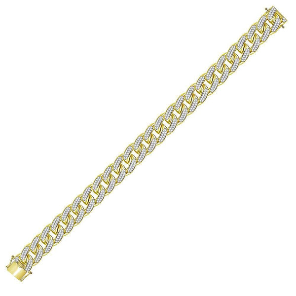 10kt Yellow Gold Mens Diamond Cuban Link Bracelet 7.00 Cttw-Gold & Diamond Bracelets-JadeMoghul Inc.
