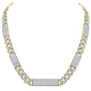 10kt Yellow Gold Mens Diamond Cuban Link Rectangle Ice Necklace 24-1/2 Cttw-Gold & Diamond Pendants & Necklaces-JadeMoghul Inc.