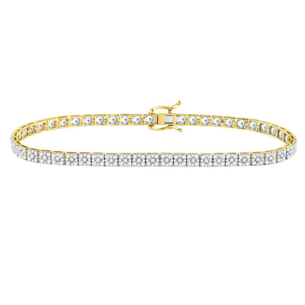 10kt Yellow Gold Mens Diamond Link Solitaire Bracelet 4-3/4 Cttw-Gold & Diamond Bracelets-JadeMoghul Inc.