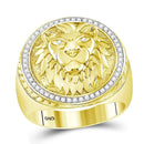 10kt Yellow Gold Men's Diamond Lion Head Mane Ring-Gold & Diamond General-10.5-JadeMoghul Inc.