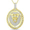 10kt Yellow Gold Mens Diamond Oval Lion Face Rope Charm Pendant 1.00 Cttw-Gold & Diamond Men Charms & Pendants-JadeMoghul Inc.