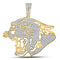 10kt Yellow Gold Mens Diamond Panther Head Charm Pendant 5/8 Cttw-Gold & Diamond Men Charms & Pendants-JadeMoghul Inc.