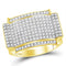 10kt Yellow Gold Mens Diamond Rectangle Cluster Ring 1/2 Cttw-Gold & Diamond Men Rings-JadeMoghul Inc.
