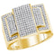 10kt Yellow Gold Mens Diamond Rectangle Elevated Cluster Ring 3/4 Cttw-Gold & Diamond Men Rings-JadeMoghul Inc.