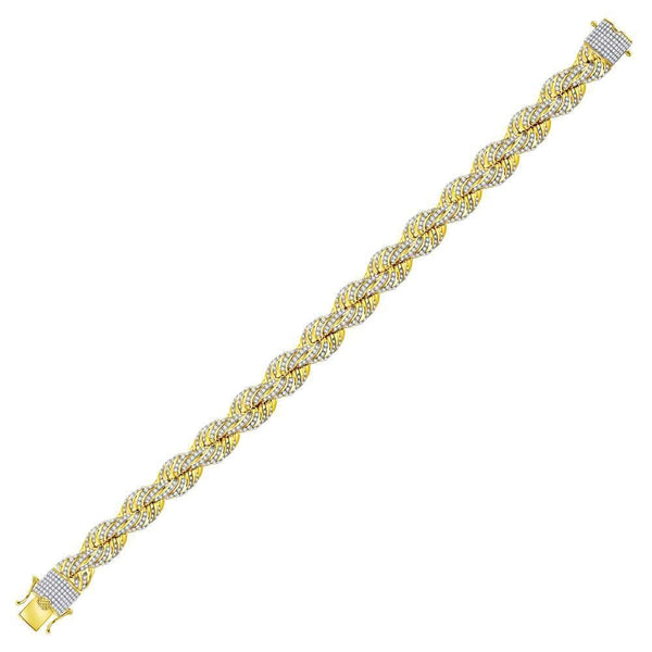 10kt Yellow Gold Mens Diamond Rope Chain Bracelet 8-5/8 Cttw-Gold & Diamond Pendants & Necklaces-JadeMoghul Inc.