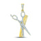 10kt Yellow Gold Mens Diamond Scissors Comb Barber Charm Pendant 3/4 Cttw-Gold & Diamond Men Charms & Pendants-JadeMoghul Inc.