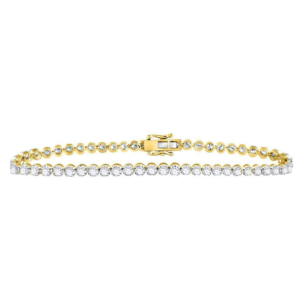 10kt Yellow Gold Mens Diamond Solitaire Link Tennis Bracelet 8.00 Cttw-Gold & Diamond Bracelets-JadeMoghul Inc.