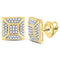 10kt Yellow Gold Men's Diamond Square Cluster Stud Earrings-Gold & Diamond Men Earrings-JadeMoghul Inc.