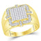 10kt Yellow Gold Mens Princess Diamond Frame Cluster Ring 1.00 Cttw-Gold & Diamond Men Rings-JadeMoghul Inc.