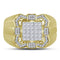 10kt Yellow Gold Mens Princess Diamond Octagon Frame Cluster Ring 7/8 Cttw - FREE Shipping (US/CAN)-Gold & Diamond Rings-8-JadeMoghul Inc.