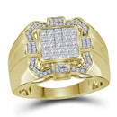 10kt Yellow Gold Mens Princess Diamond Octagon Frame Cluster Ring 7/8 Cttw - FREE Shipping (US/CAN)-Gold & Diamond Rings-8-JadeMoghul Inc.