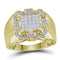 10kt Yellow Gold Mens Princess Diamond Octagon Frame Cluster Ring 7/8 Cttw - FREE Shipping (US/CAN)-Gold & Diamond Rings-8-JadeMoghul Inc.