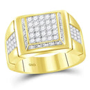 10kt Yellow Gold Men's Princess Diamond Square Cluster Ring 1-5/8 Cttw - FREE Shipping (US/CAN)-Gold & Diamond Men Rings-8-JadeMoghul Inc.