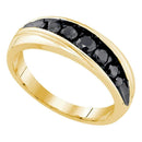 10kt Yellow Gold Men's Round Black Color Enhanced Diamond Band Ring 3/4 Cttw - FREE Shipping (US/CAN)-Gold & Diamond Men Rings-8-JadeMoghul Inc.