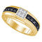 10kt Yellow Gold Men's Round Black Color Enhanced Diamond Cluster Wedding Band Ring 3/8 Cttw - FREE Shipping (US/CAN)-Gold & Diamond Men Rings-8-JadeMoghul Inc.