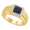 10kt Yellow Gold Men's Round Black Color Enhanced Diamond Square Cluster Ring 3/8 Cttw - FREE Shipping (US/CAN)-Gold & Diamond Men Rings-8-JadeMoghul Inc.