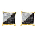 10kt Yellow Gold Men's Round Black Color Enhanced Diamond Square Kite Cluster Earrings 3-4 Cttw - FREE Shipping (US/CAN)-Gold & Diamond Men Earrings-JadeMoghul Inc.