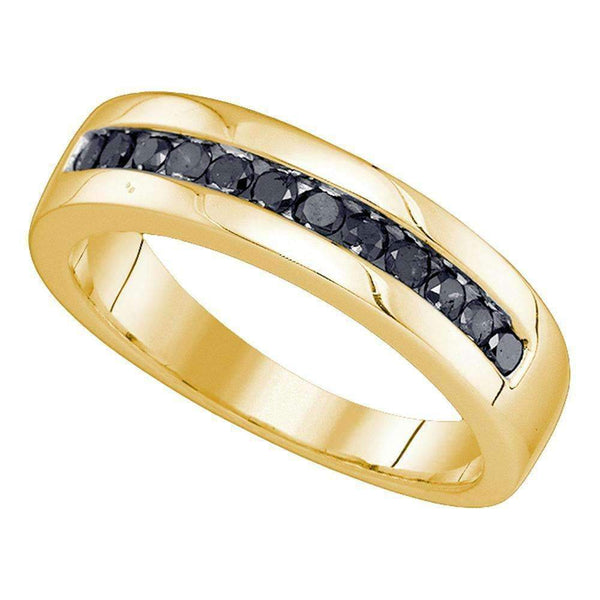 10kt Yellow Gold Men's Round Black Color Enhanced Diamond Wedding Band Ring 1/2 Cttw - FREE Shipping (US/CAN)-Gold & Diamond Wedding Jewelry-8-JadeMoghul Inc.