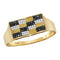 10kt Yellow Gold Men's Round Black Yellow Color Enhanced Diamond Checkered Cluster Ring 1/4 Cttw - FREE Shipping (US/CAN)-Gold & Diamond Rings-8-JadeMoghul Inc.