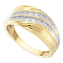 10kt Yellow Gold Men's Round Channel-set Diamond Diagonal Double Row Wedding Band 1/3 Cttw - FREE Shipping (US/CAN)-Wedding Jewelry-8-JadeMoghul Inc.