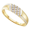 10kt Yellow Gold Men's Round Channel-set Diamond Diagonal Triple Row Wedding Band 1/8 Cttw - FREE Shipping (US/CAN)-Wedding Jewelry-8-JadeMoghul Inc.