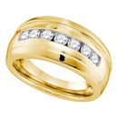 10kt Yellow Gold Men's Round Channel-set Diamond Ridged Wedding Band Ring 3/4 Cttw - FREE Shipping (US/CAN)-Gold & Diamond Wedding Jewelry-8-JadeMoghul Inc.