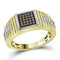 10kt Yellow Gold Men's Round Cognac-brown Color Enhanced Diamond Square Cluster Ribbed Ring 1/4 Cttw - FREE Shipping (US/CAN)-Gold & Diamond Men Rings-8-JadeMoghul Inc.